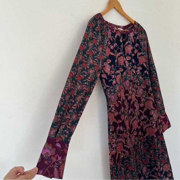 Cabi "Festive" Jewel Tone Floral Patterns Long Sleeve Round Neck Maxi Dress - Picture 10 of 14